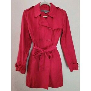 Kenneth Cole REACTION Women’s Red Double Breasted Trench/Raincoat Sz:S
